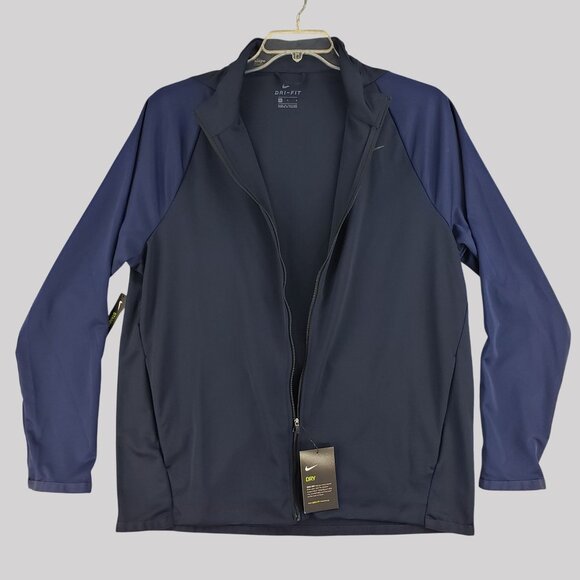 Nike Dri-Fit Full-Zip Jacket Navy Blue Lightweight Training Top Mens L - Picture 4 of 8